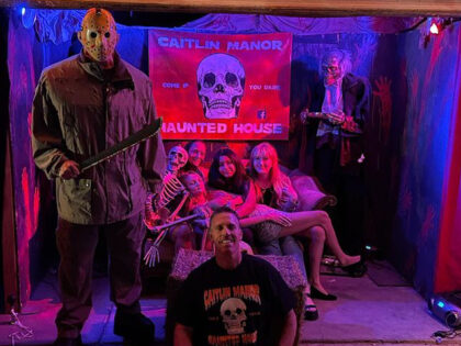 The Caitlin Manor Haunted House, located at 6880 Caitlin Street, was started nine years ago by Augie and Maria Cowan to help raise funds for their daughter, Andrea, 14, who has a terminal brain illness and is in hospice care, according to KTLA.