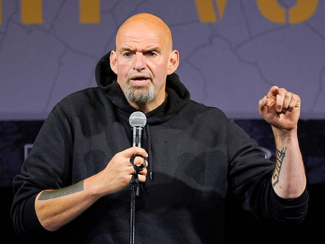 Pennsylvania Lt. Gov. John Fetterman, the Democratic nominee for the state's U.S. Senate seat, speaks during a rally in Erie, Pa., Aug. 12, 2022. Fetterman has made abortion rights a prominent theme in the suburbs to invigorate female voters after the U.S. Supreme Court overturned Roe v. Wade in June. …