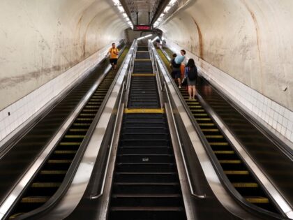 NEW YORK, NY - JULY 10: People ride on escalators at the 42nd St - Grand Central subway station on July 10, 2022, in New York City. (Photo by Gary Hershorn/Getty Images)