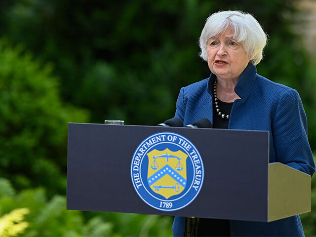 US Treasury Secretary Janet Yellen speaks to journalists on the sidelines of a meeting of finance ministers and central bankers from the Group of Seven industrialised nations (G7) on May 18, 2022 in Koenigswinter near Bonn, western Germany. - G7 allies are hoping to sign off on a financial support …