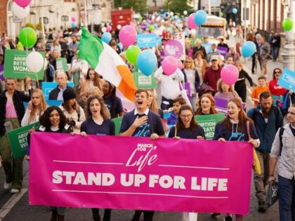 Pro Life campaigners take part in the March for Life Campaign in Dublin city centre. The Campaign are calling for better support for women in crisis pregnancies as part of a three year review into Irelands Abortion legislation. Picture date: Saturday September 17, 2022. (Photo by Niall Carson/PA Images via …