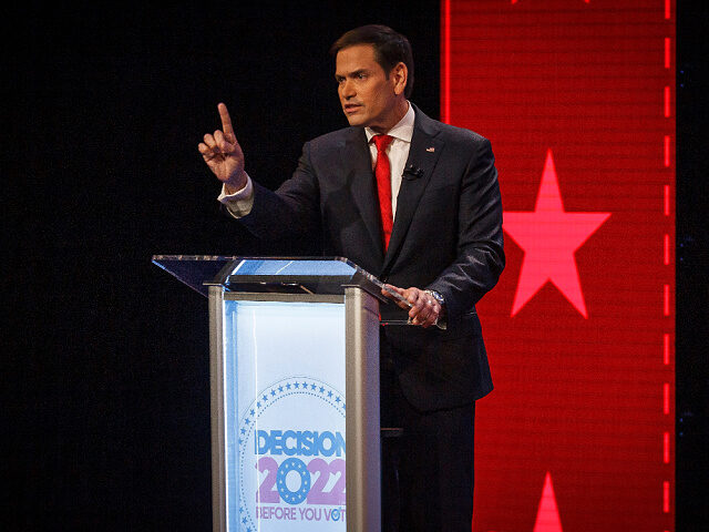 U.S. Sen. Marco Rubio, R-Fla., participates in a debate with challenger U.S. Rep. Val Demi