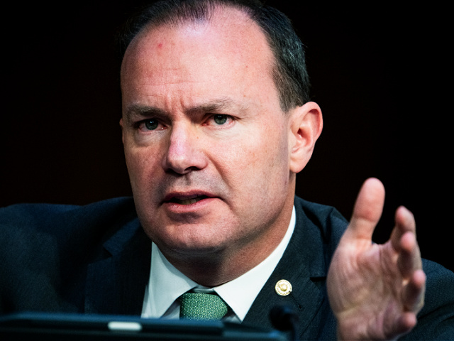 UNITED STATES - SEPTEMBER 13: Sen. Mike Lee, R-Utah., questions Peiter Mudge Zatko, former head of security at Twitter, during the Senate Judiciary Committee hearing titled Data Security at Risk: Testimony from a Twitter Whistleblower, in Hart Building Tuesday, September 13, 2022. (Tom Williams/CQ-Roll Call, Inc via Getty Images)