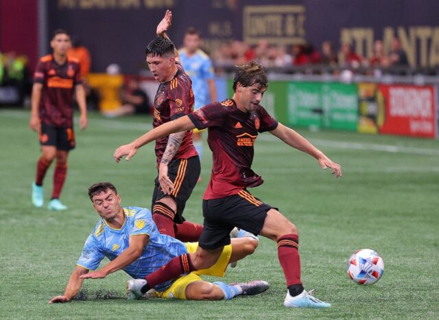 Atlanta United's Santiago Sosa, in front stealing the ball, was issued a three-game ban by