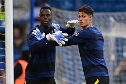 Edouard Mendy (left) and Kepa Arrizabalaga (right) are fighting to be Chelsea's number one goalkeeper