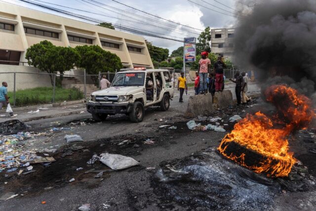 Haitians demonstrate in the capital Port-au-Prince against the possible establishment of a
