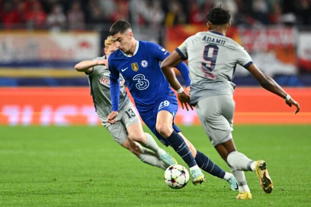 Kai Havertz (centre) scored the winner as Chelsea beat Salzburg 2-1