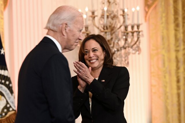 US Vice President Kamala Harris and President Joe Biden attend a reception for Diwali in