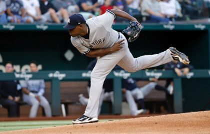 New York Yankees pitcher Luis Severino pitched seven no-hit innings against the Texas Rangers before being removed from the Major League Baseball contest by Yankees manager Aaron Boone to ensure his readiness for the upcoming playoffs