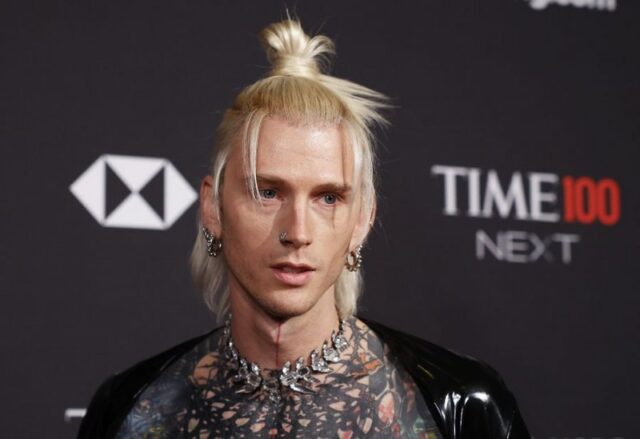 Machine Gun Kelly wears sheer corset at Time100 Next gala