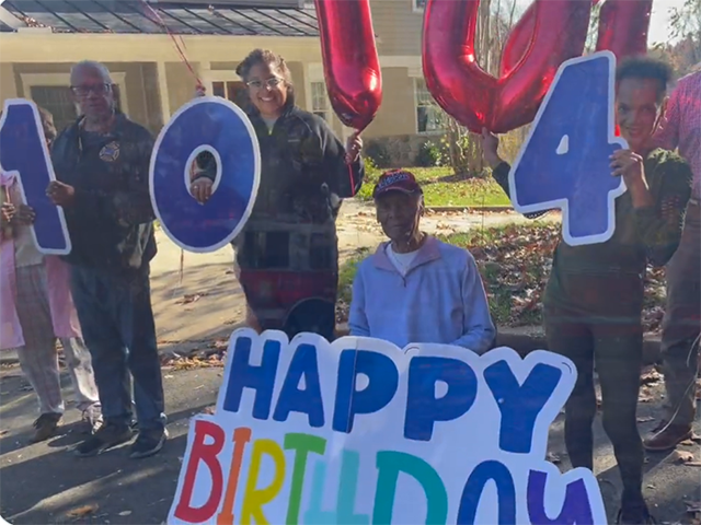 Harry Kelly turned 104-years-old on Thursday and partied with loved ones and several crew