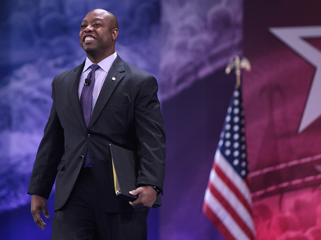 U.S. Senator Tim Scott of South Carolina speaking at the 2016 Conservative Political Action Conference (CPAC) in National Harbor, Maryland.