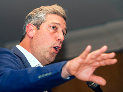 Democratic candidate for U.S. Senate, Rep. Tim Ryan, D-Ohio, delivers his speech at the Tri-County Labor Council Community Awards Dinner in Fairlawn, Ohio Friday, Oct. 21, 2022. (AP Photo/Phil Long)