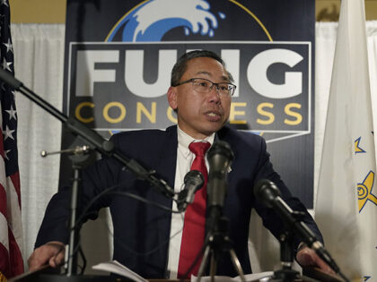 Republican Allan Fung, a former Cranston, R.I., mayor, addresses a crowd, Tuesday, Nov. 8, 2022, in Cranston, announcing that he is conceding defeat to Democrat Seth Magaziner in the race for a seat in the U.S. House of Representatives representing the state's 2nd Congressional District. (AP Photo/Steven Senne)