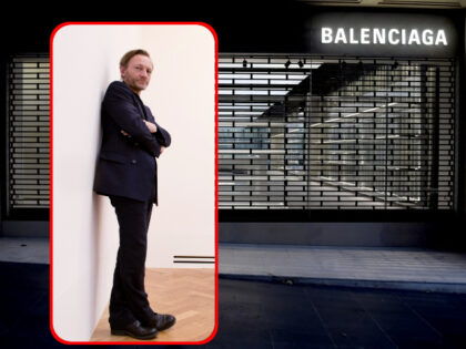 Closed Balenciaga SpA store in Melbourne, Australia; inset: Belgian painter Michael Borremans at the Bozar museum in Brussels on February 20, 2014 (Carla Gottgens/Bloomberg via Getty Images; BENOIT DOPPAGNE/AFP via Getty Images)