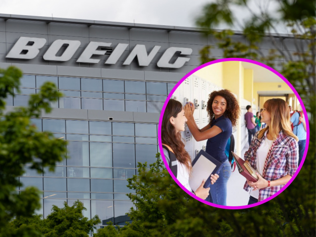 Signage outside a Boeing office building in Arlington, Virginia, U.S., on Thursday, May 5,