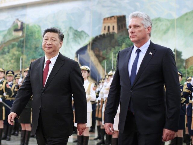 BEIJING, Nov. 8, 2018 -- Chinese President Xi Jinping L, front holds a welcoming ceremony for Cuban President Miguel Diaz-Canel before their talks at the Great Hall of the People in Beijing, capital of China, Nov. 8, 2018. (Xinhua/Liu Bin via Getty Images)