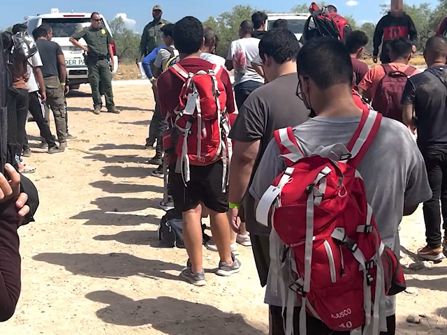 Eagle Pass North Station Border Patrol agents apprehend a large group of migrants. (U.S. B
