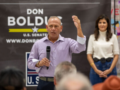 U.S. Republican Senate candidate speaks alongside former UN Ambassador Nikki Haley during a campaign event on November 06, 2022 in Salem, New Hampshire. Bolduc is running against incumbent Maggie Hassan (D-NH). (Photo by Scott Eisen/Getty Images)