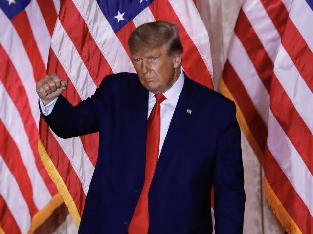Former US President Donald Trump gestures after speaking at the Mar-a-Lago Club in Palm Beach, Florida, US, on Tuesday, Nov. 15, 2022. Trump formally entered the 2024 US presidential race, making official what he's been teasing for months just as many Republicans are preparing to move away from their longtime …