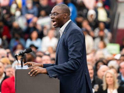 DETROIT, MICHIGAN, UNITED STATES - 2022/10/29: Lieutenant Governor Garlin Gilchrist II speaks during the Get Out the Vote Rally in Detroit. Michigan Democrats hold a Get Out the Vote Rally for Governor Gretchen Whitmer with President Barack Obama ahead of the 2022 midterm elections. (Photo by Dominick Sokotoff/SOPA Images/LightRocket via …