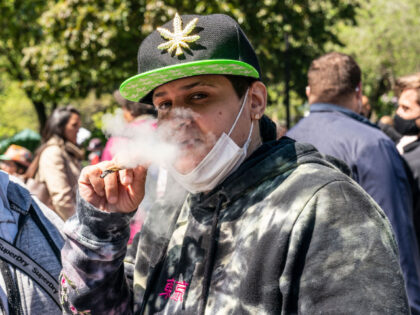 NEW YORK, UNITED STATES - 2021/05/01: People congregate on Union Square for Annual Cannabis rally to celebrate legalization of recreational marijuana in New York State. There was free distribution of joints for those who showed vaccination proof as well as signing up. Last year rally has been canceled because of …