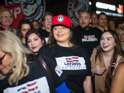 SAN ANTONIO, TX - MAY 14: Jen Salinas, Vice President of Latinos 4 Trump, takes photos with the groups supporters after a meetup in San Antonio, Tx., U.S. on Friday, May 14, 2021. Latinos 4 Trump invited local candidates to speak with their supporters during the event held at The …