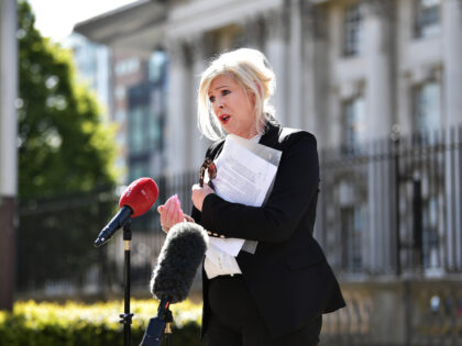 BELFAST, NORTHERN IRELAND - MAY 26: Bernadette Smyth of the pro life group Precious Life talks to the media outside Belfast High Courts on May 26, 2021 in Belfast, Northern Ireland. The Northern Ireland Human Rights Commission is taking the Northern Ireland Secretary of State, Brandon Lewis, the Northern Ireland …