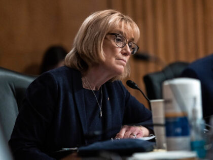 WASHINGTON, DC - JUNE 08: Senator Maggie Hassan, (D-NH) looks on during a Senate Homeland Security and Government Affairs Committee hearing on the Colonial Pipeline cyber-attack, on Capitol Hill, June 8, 2021 in Washington, DC. (Photo by Graeme Jennings - Pool/Getty Images)