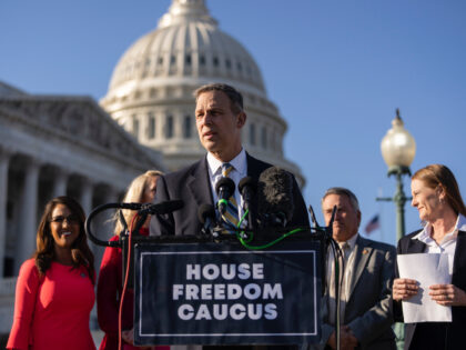 WASHINGTON, DC - FEBRUARY 28: Rep. Scott Perry (R-PA) speaks during a news conference with members of the House Freedom Caucus outside the U.S. Capitol on February 28, 2022 in Washington, DC. Ahead of President Joe Biden's State of the Union address on Tuesday, members of the House Freedom Caucus …