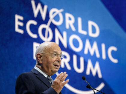 Founder and executive chairman of the World Economic Forum Klaus Schwab addresses the assembly during the World Economic Forum (WEF) annual meeting in Davos, on May 24, 2022. (Photo by FABRICE COFFRINI / AFP) (Photo by FABRICE COFFRINI/AFP via Getty Images)