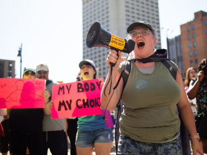 DETROIT, MI - JUNE 24: Abortion rights demonstrators chant as they gather to protest the Supreme Court's decision in the Dobbs v Jackson Women's Health case on June 24, 2022 in Detroit, Michigan. The Court's decision in the Dobbs v Jackson Women's Health case overturns the landmark 50-year-old Roe v …