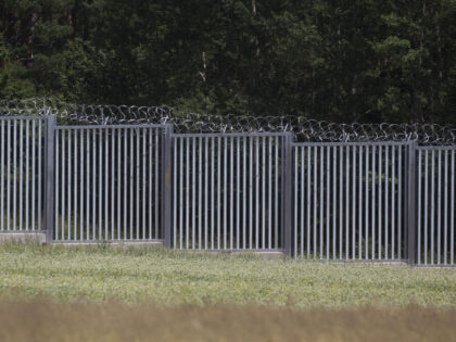 Poland Belarus border wall seen near Zubrzyca Mala and Usnarz Gorny on July 2, 2022. (Photo by Maciej Luczniewski/NurPhoto via Getty Images)