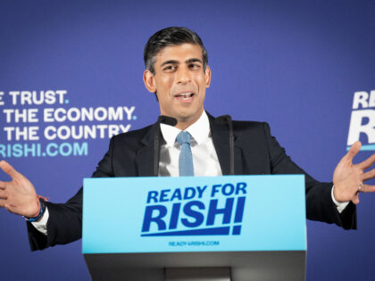 Rishi Sunak at the launch of his campaign to be Conservative Party leader and Prime Minister, at the Queen Elizabeth II Centre in London. Picture date: Tuesday July 12, 2022. (Photo by Stefan Rousseau/PA Images via Getty Images)
