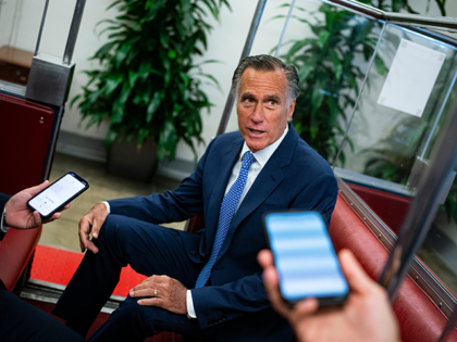 Senator Mitt Romney, a Republican from Utah, speaks to members of the media on the Senate subway following a vote in the basement of the US Capitol in Washington, D.C., US, on Tuesday, July 19, 2022. Senate Democrats are moving ahead with spending bills with little-to-no input from Republicans as …