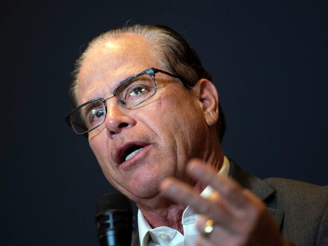 WASHINGTON, DC - JULY 26: Sen. Mike Braun (R-IN) speaks during a panel discussion on the economy during the America First Agenda Summit, at the Marriott Marquis Hotel on July 26, 2022 in Washington, DC. Former U.S. President Donald Trump returns to Washington today to deliver the keynote closing address …