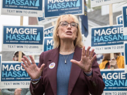NEWFIELDS, NH - SEPTEMBER 13: Incumbent Democratic Senate candidate, U.S. Sen. Maggie Hassan (D-NH) speaks to media after casting her vote in the New Hampshire Primary at Newfields Town Hall on September 13, 2022 in Newfields, New Hampshire. (Photo by Scott Eisen/Getty Images)