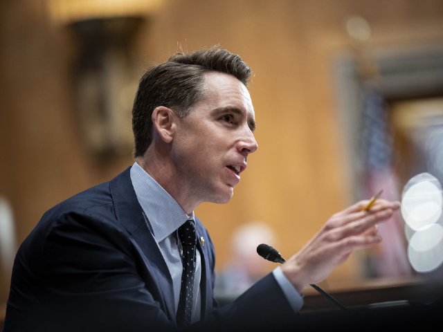 Senator Josh Hawley, a Republican from Missouri, speaks during a Senate Homeland and Governmental Affairs Committee hearing in Washington, D.C., US, on Wednesday, Sept. 14, 2022. The hearing is titled "Social Media's Impact on Homeland Security." Photographer: Al Drago/Bloomberg via Getty Images