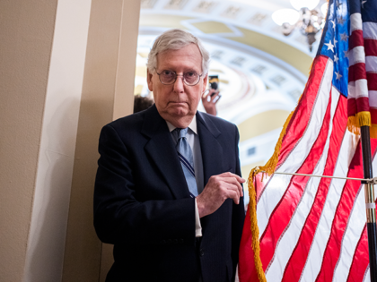 Senate Minority Leader Mitch McConnell, R-Ky., concludes a news conference after the senate luncheons in the U.S. Capitol on Tuesday, September 20, 2022. (Tom Williams/CQ-Roll Call, Inc via Getty Images)