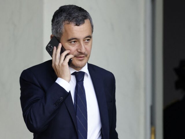 French Interior Minister Gerald Darmanin leaves at the end of the weekly cabinet meeting a