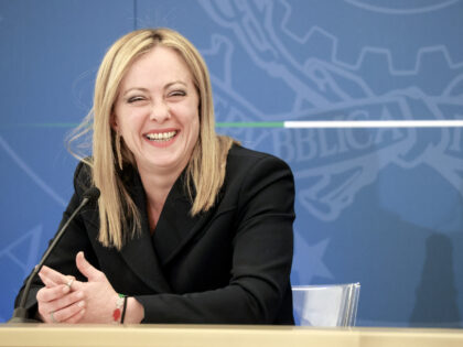 Giorgia Meloni, Italy's prime minister, smiles during a news conference in Rome, Italy, on Monday, Oct. 31, 2022. Italian Prime Minister Giorgia Meloni, whose government is the country's most right-wing since World War II, announced rules to toughen life imprisonment for mafia-related crimes and a crackdown on unauthorized rave parties …
