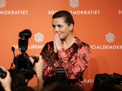 Mette Frederiksen, leader of the Social Democrats, at their party's election night event at the Parliament in Copenhagen, Denmark, early on Wednesday, Nov. 2, 2022. Prime Minister Mette Frederiksen was unexpectedly set to win a majority in a nail-biter general election, putting her on track to secure another four-year term …