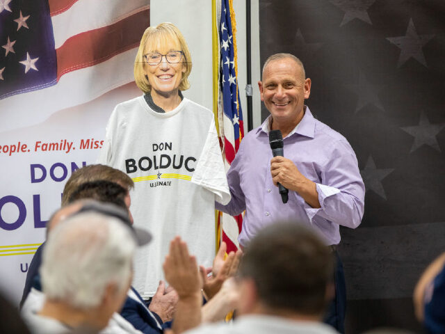 SALEM, NEW HAMPSHIRE - NOVEMBER 06: U.S. Republican Senate candidate Don Bolduc stands nex