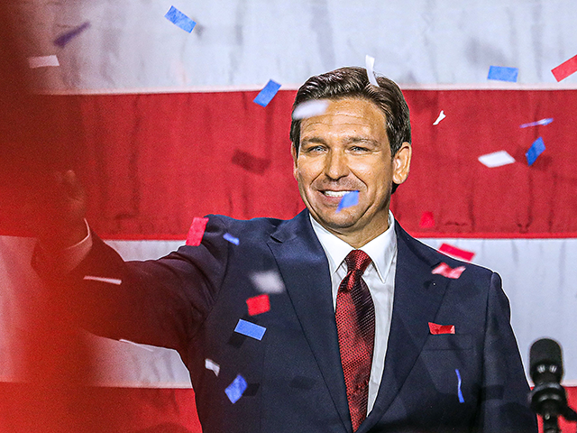 Republican gubernatorial candidate for Florida Ron DeSantis waves to the crowd during an e