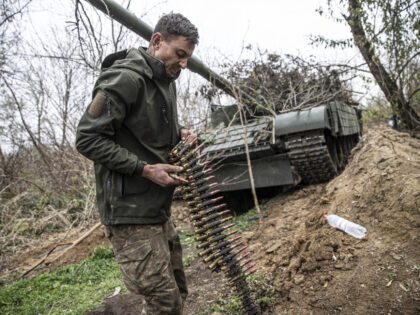 KHERSON OBLAST, UKRAINE - NOVEMBER 09: A Ukrainian soldier is seen in front of a Ukrainian
