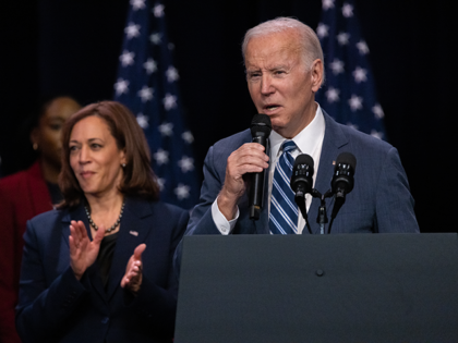 WASHINGTON, DC, UNITED STATES - NOVEMBER 10: President Joe Biden speaks at a DNC rally on November 10th, 2022 in Washington, DC after the midterm elections. (Photo by Nathan Posner/Anadolu Agency via Getty Images)