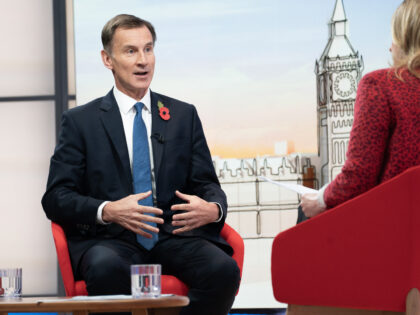 Chancellor Jeremy Hunt appearing on the BBC One current affairs programme, Sunday with Laura Kuenssberg. Picture date: Sunday November 13, 2022. (Photo by James Manning/PA Images via Getty Images)