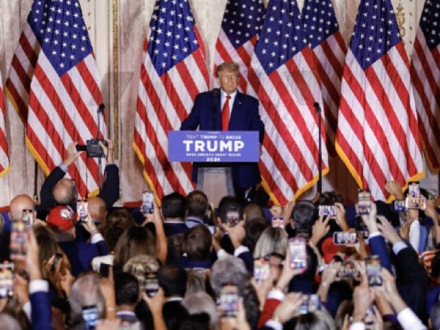 Former US President Donald Trump during an announcement at the Mar-a-Lago Club in Palm Bea