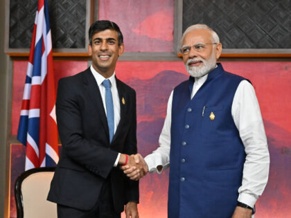 NUSA DUA, INDONESIA - NOVEMBER 16: British Prime Minister Rishi Sunak and India's Prime Minister Narendra Modi hold a bilateral meeting on November 16, 2022 in Nusa Dua, Indonesia. The new British Prime Minister aims to articulate his foreign policy vision here while grappling with economic instability at home. (Photo …