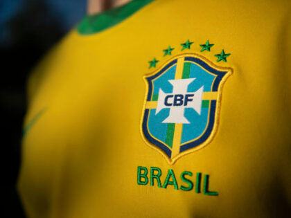 MANCHESTER, ENGLAND - JANUARY 20: The National Badge of Brazil or the badge of the Confede